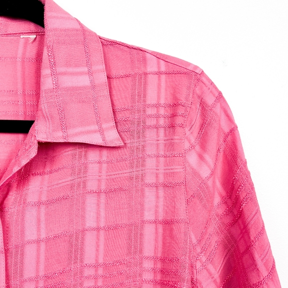 Pink Button-Up Textured Blouse - Picture 5 of 8